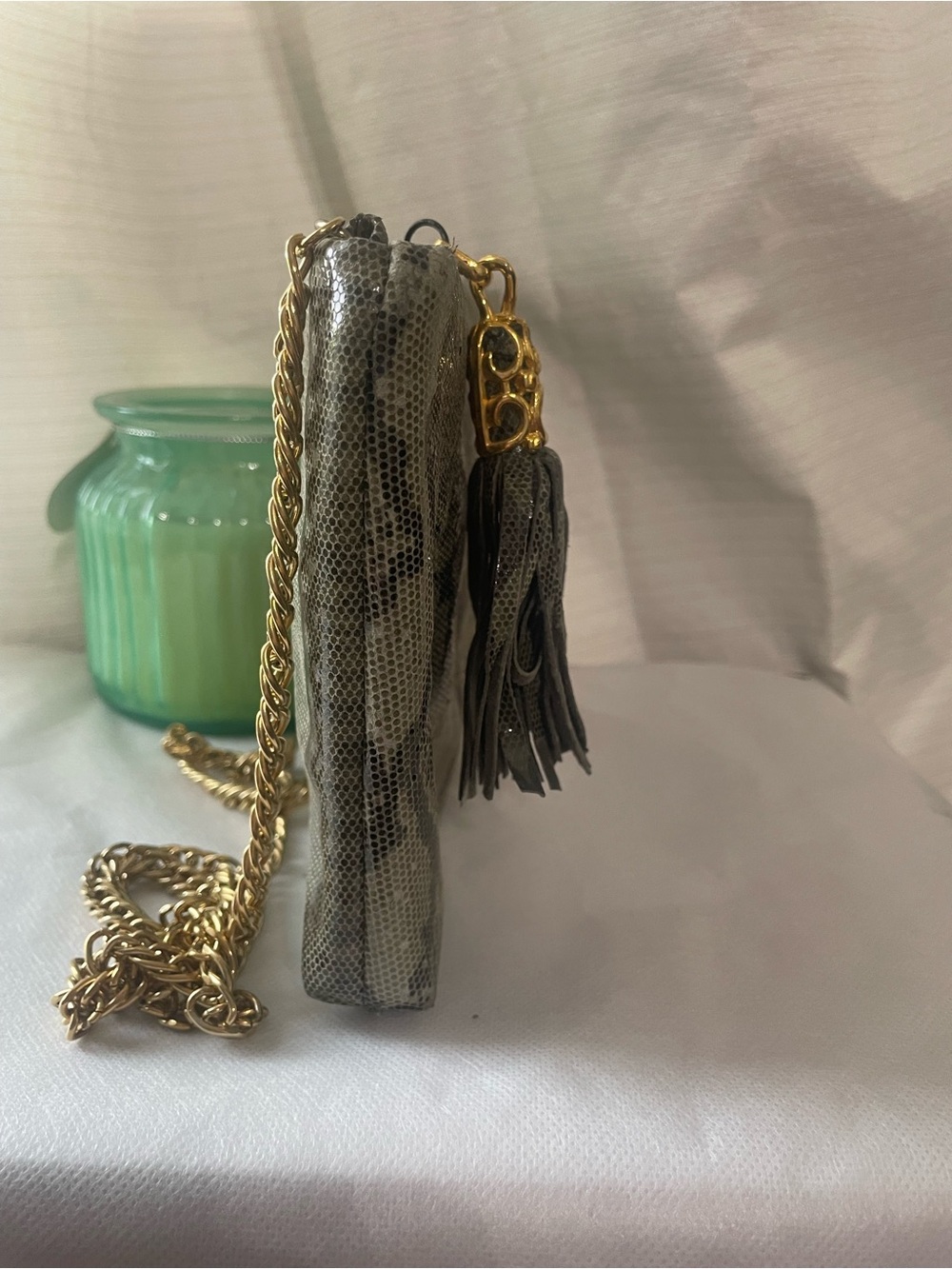 Bags By Pinky Handbag Made In USA Snakeskin Evening Clutch Genuine Leather - Picture 7 of 11